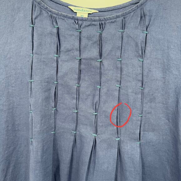 Sundance Viv Day 100% linen dress XS pintuck pleated shift midi periwinkle blue - Picture 8 of 8